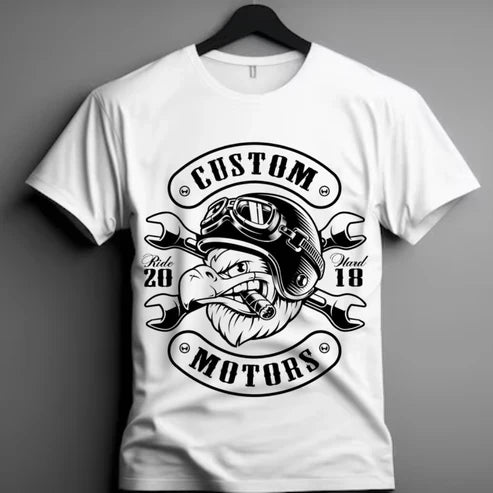 Unleash the Beast Custom Motors Eagle Tee with Helmet and Wrench Crossbones