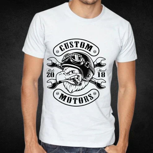 Unleash the Beast Custom Motors Eagle Tee with Helmet and Wrench Crossbones