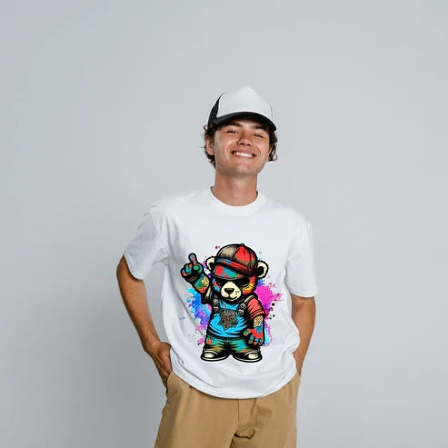 Color Splash Teddy Tee for Bold Playful Vibes