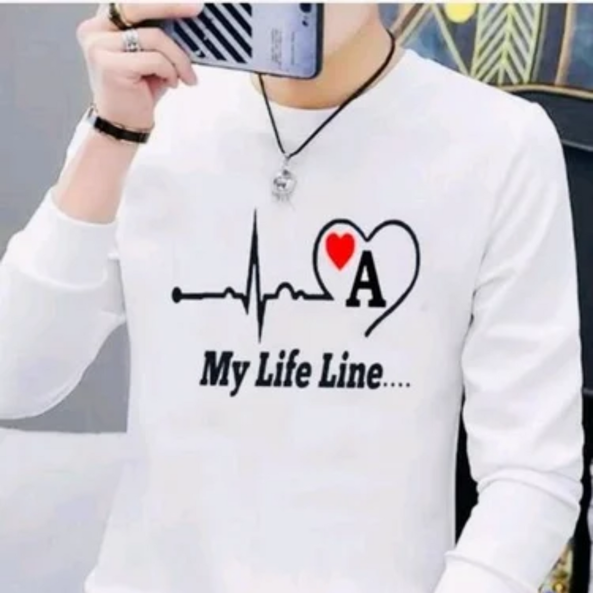 Personalized “My Life Line” T-Shirt – Love Printed with Your Special Initial